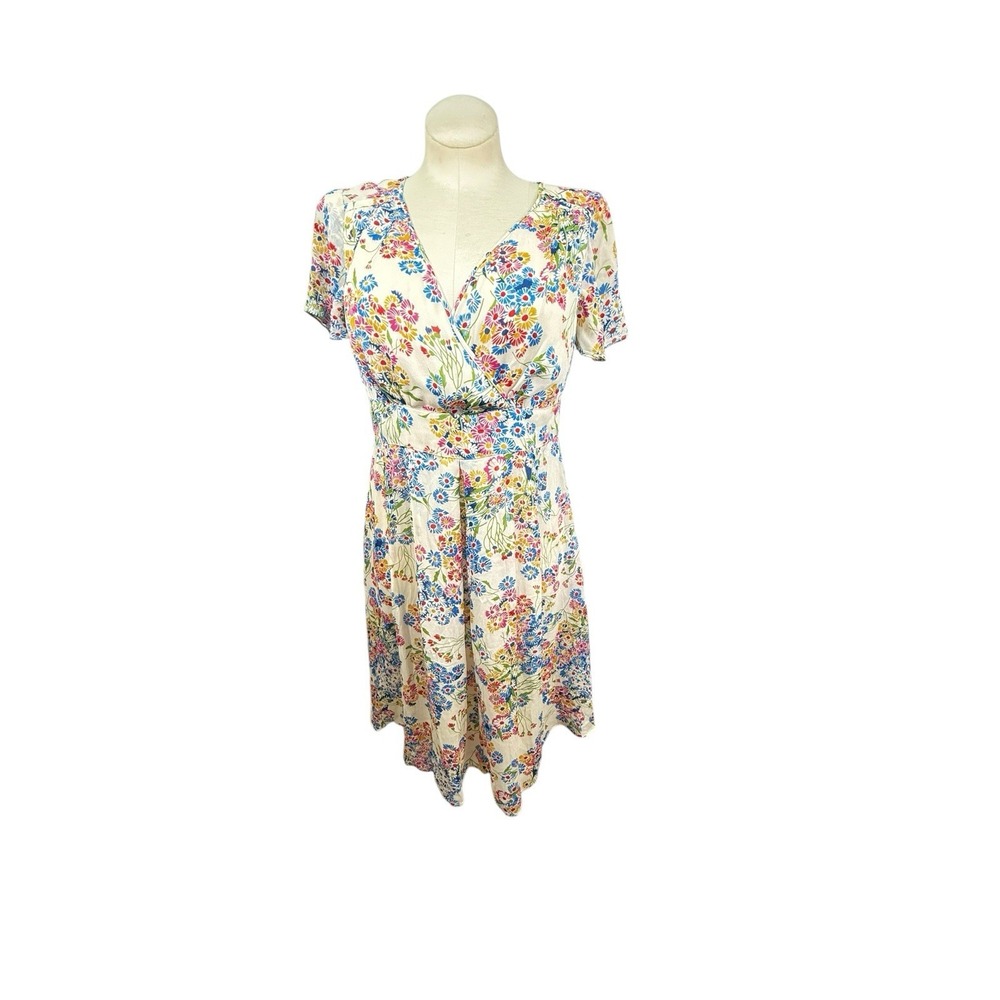 Women's Boden 10 Bloomin' Daisies Cream‎ Viscose A-line Floral Cottage Dress NWT